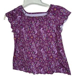 American Girl Peacock Short Sleeve Top. Size Small (7/8).